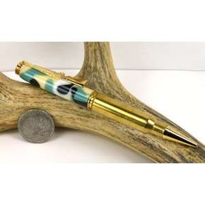   Acrylic 308 Rifle Cartridge Pen With a Gold Finish