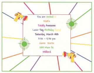 10 Laser Tag Birthday Party Invitations Personalized  