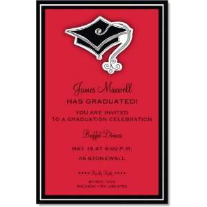    Hats Off Red Graduation Invitations