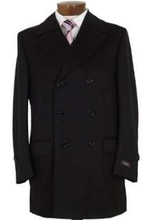  Canali Mens Black Wool Twill Overcoat Top Coat 38R 