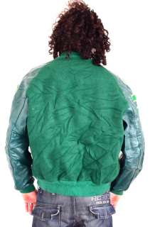   Vintage WOOL+LEATHER SLEEVES Green LETTERMAN VARSITY Jacket *L  