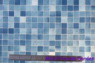   Miniature Blue Square Pattern Porcelain Floor Wallpaper Sheet  