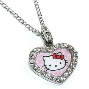  Licensed Sanrio Hello Kitty Pink Heart Charm Necklace with 