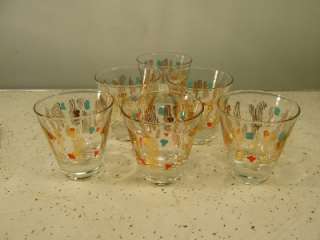   Mid Century Atomic 6 Lowball Bar Glasses Excellent Condition  