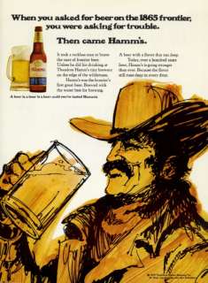1970 Hamms Beer ad ~ Brave The Taste Of Froniter Beer?  