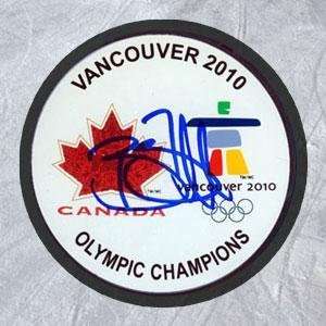  Brent Seabrook Signed Hockey Puck   Canada 2010 Olympic 