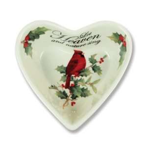  CHRISTMAS HOLIDAY HEART SHAPED BOW CANDY DISH   DINNERWARE 
