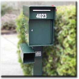 Mailbox shown with *optional* matching 5 Steel post and 1/4 Steel 