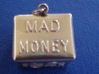 Mad Money 14K Gold Charm $1 Bill Inside In Emergency Break Glass 