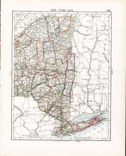 Fine Antique Map MASSACHUSETTS CT RI NH VT East NY 1906  
