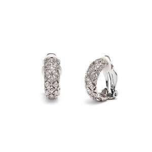  Holman Rhodium Plated Diamante Half Hoop Clip On Earrings Jewelry