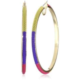 BCBgeneration Pink Toned Color Block Chain Hoop Earrings   designer 