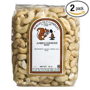 Bergin Nut Company Cashew Jumbo Raw, 16 Ounce Bags (Pack of 2)  