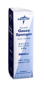 Medline 2x2 Non Sterile Gauze Pads Sponges 5000   8 ply  