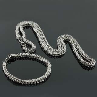 Stainless Steel Necklace Chain and Bracelet Mens Set  