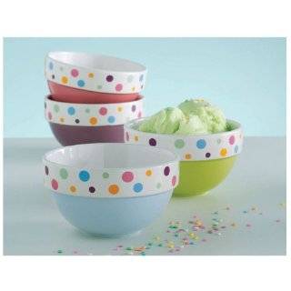 Colorful Porcelain Polka Dot Ice Cream Bowls, set of 4