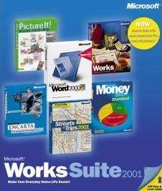 MS Works Suite 2001 + Manual PC CD Word 2000, Picture It Publishing 