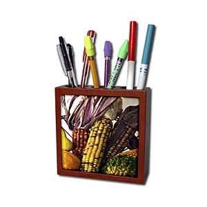  Florene Still Life   Indian Corn   Tile Pen Holders 5 inch 