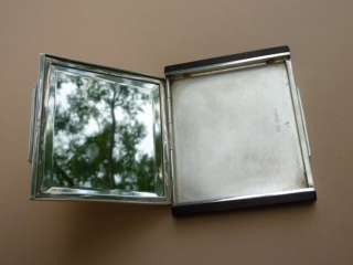 ANTIQUE ART DECO STERLING POWDER BOX SILVER & ROOT WOOD  