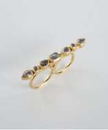 Soixante Neuf quartz and gold stone bar double ring style# 318644401