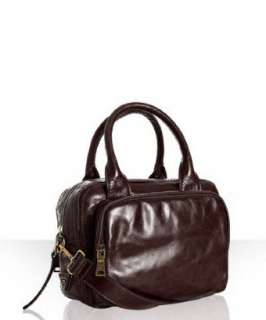 style #312113401 brown Vitello Shine leather bauletto small zip 