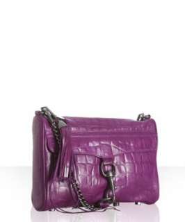 style #313899701 magenta croc embossed leather MAC crossbody 