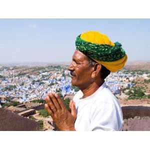 Hindu Man in Blue City of Jodhpur, Fort Mehrangarh, Rajasthan, India 