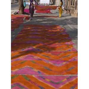Women Laying Newly Printed Dupattas Out to Dry in the Street, Jodhpur 