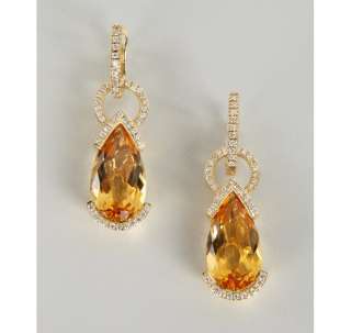 Doves citrine and diamond teardrop earrings