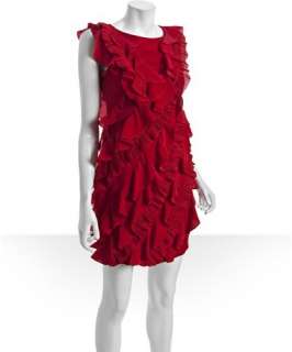 Notte by Marchesa red silk chiffon ruffle dress