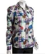 Gucci tropical printed plaid cotton linen shirt style# 311614001