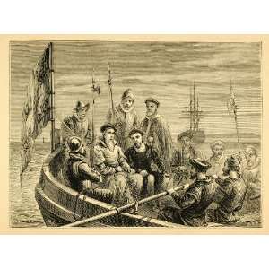   Fetters Mast Sailing Ship Canoe   Original Engraving
