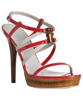 Gucci bright coral patent Bamboo Icon platform sandals   up 