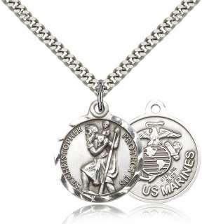 Finest Silver Saint Christopher USMC Marine Corps Medal  