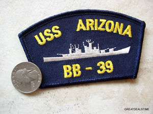 USS ARIZONA BB 39 USN NAVY SHIP 4 MILITARY HAT PATCH  