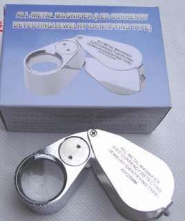 40x 25mm Magnifier Optical Glass Jeweler Loupe LED UV  