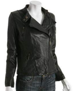 MICHAEL Michael Kors black leather Moto zip jacket   up to 