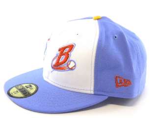 New Era Minor League Bison White/Blue Fitted Hat 7 5/8  