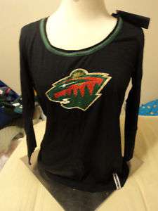 Reebok NHL Minnesota Wild Womens Sequin Shirt NWT $40 S  