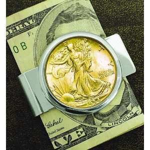  Gold Layered Silver Walking Liberty Half Dollar Silvertone 