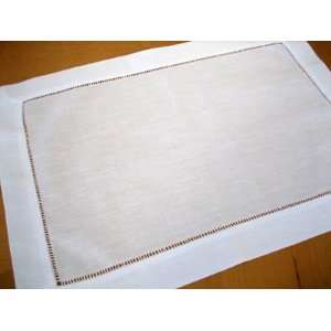    4 Pc Set White Hemstitched Linen Placemats
