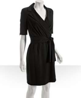Marc New York black stretch faux wrap belted dress   