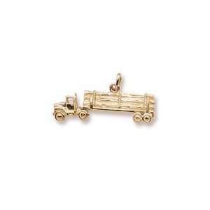 Log Truck Charm in Yellow Gold
