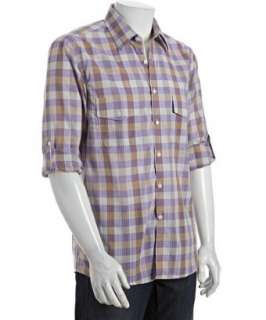 Report Collection lavender plaid cotton button front shirt   