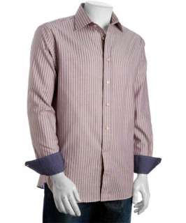 Rufus purple twill striped cotton button front shirt