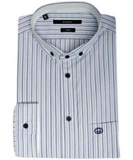 Gucci sky pinstriped button down skinny fit dress shirt   up 