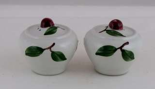 Orchard Ware Salt & Pepper Shakers in Cherry Pattern, Gray Background 