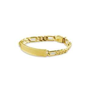    Mens 14k Yellow Gold Figaro Engraveable ID Bracelet Jewelry