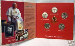 POPE JOHN PAUL II 2005 #5 MEDALS SET UNC SPECIAL FOLDER  