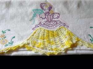   Vintage Cotton Crochet Lace Southern Belle Pillowcases  